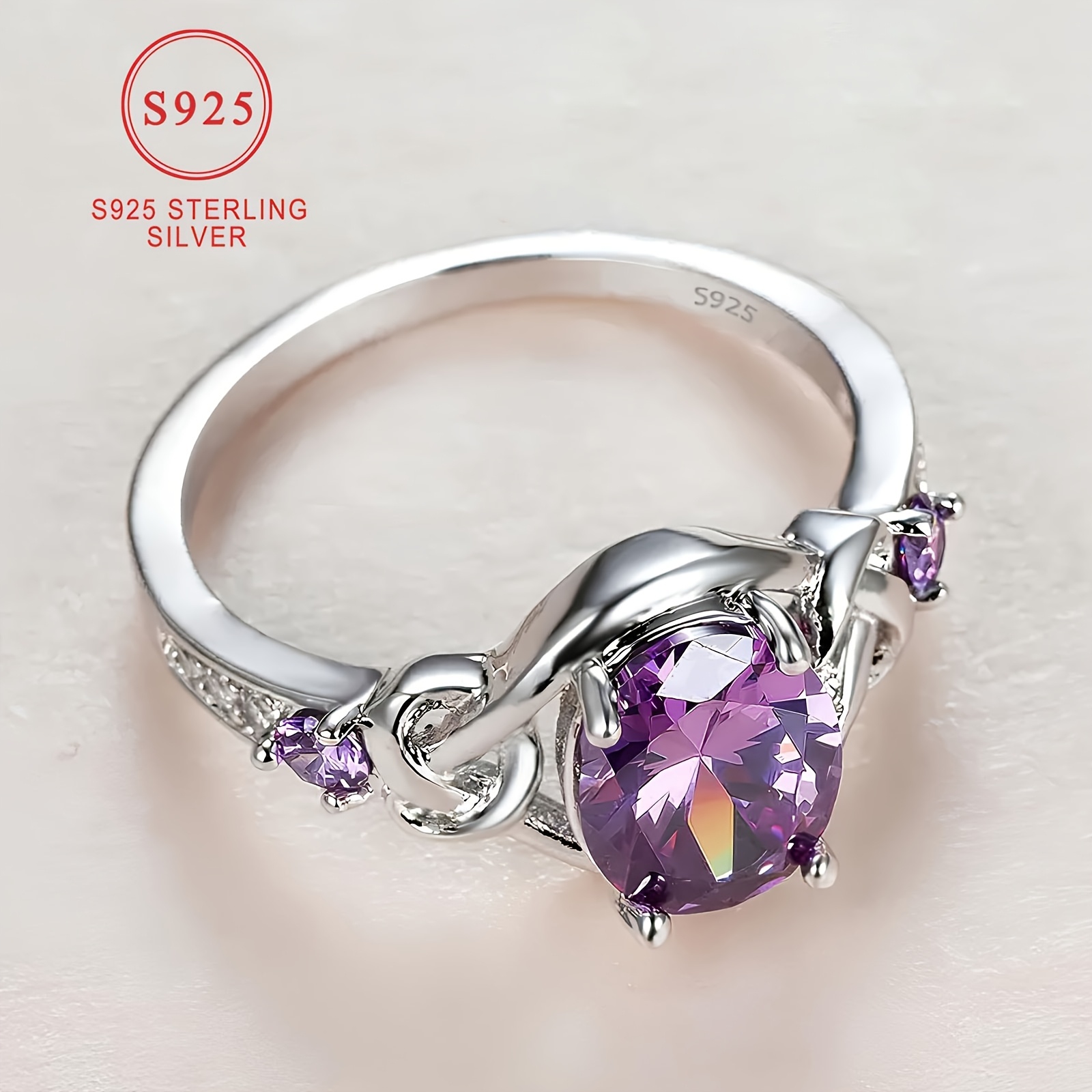 925 Sterling Silver French Style Engagement Ring